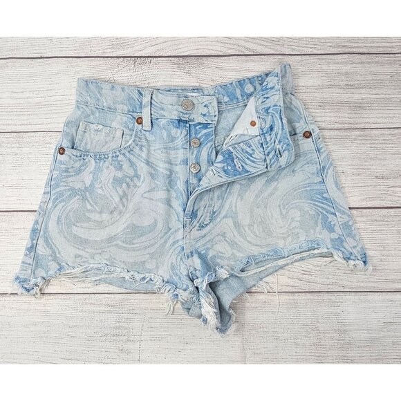 Zara Mid-Rise Button Fly Cutoff Denim Jean Shorts Women's Size 2 - Picture 1 of 4